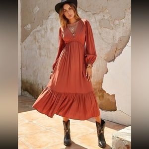 Burnt orange long sleeve dress